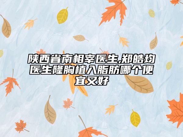 陕西省南相宰医生,郑皓均医生隆胸植入脂肪哪个便宜又好
