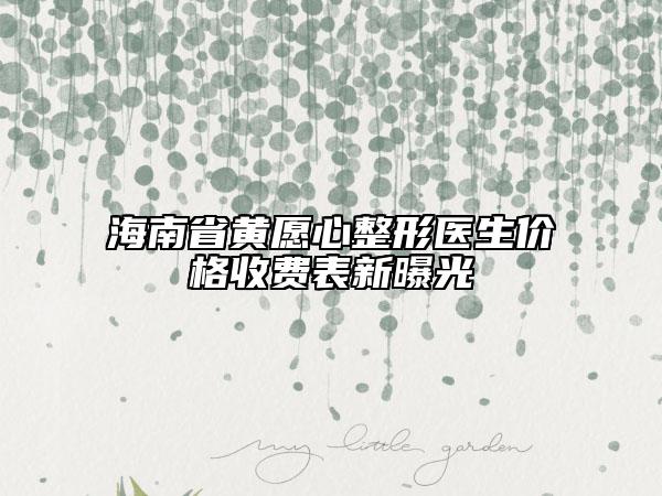 海南省黄愿心整形医生价格收费表新曝光