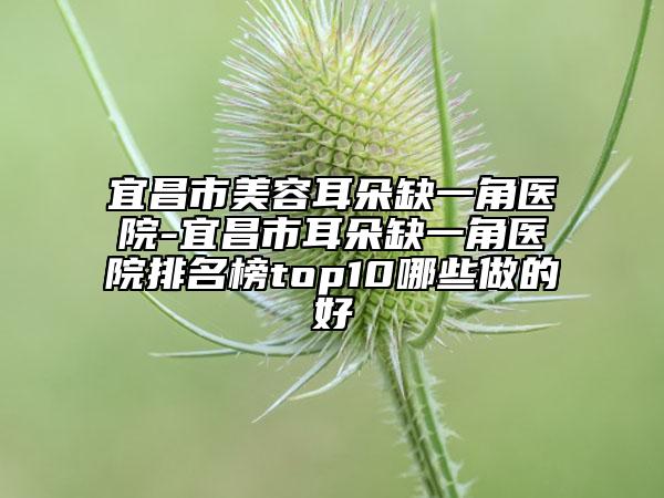 宜昌市美容耳朵缺一角医院-宜昌市耳朵缺一角医院排名榜top10哪些做的好