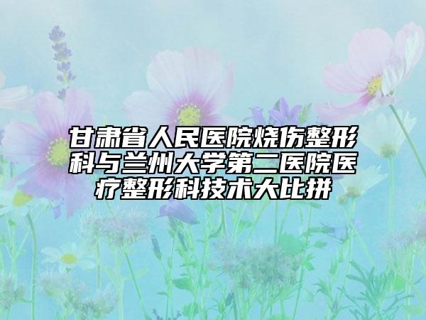甘肃省人民医院烧伤整形科与兰州大学第二医院医疗整形科技术大比拼