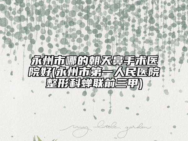 永州市哪的朝天鼻手术医院好(永州市第一人民医院整形科蝉联前三甲)