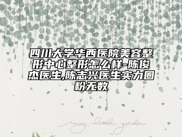 四川大学华西医院美容整形中心整形怎么样-陈俊杰医生,陈志兴医生实力圈粉无数