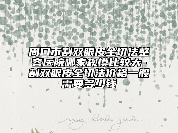 周口市割双眼皮全切法整容医院哪家规模比较大-割双眼皮全切法价格一般需要多少钱