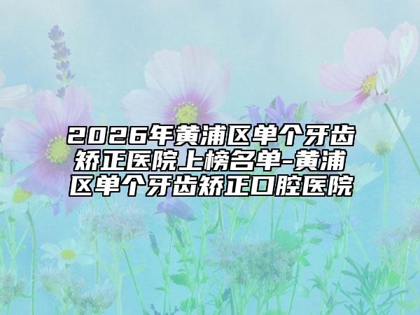 2026年黄浦区单个牙齿矫正医院上榜名单-黄浦区单个牙齿矫正口腔医院