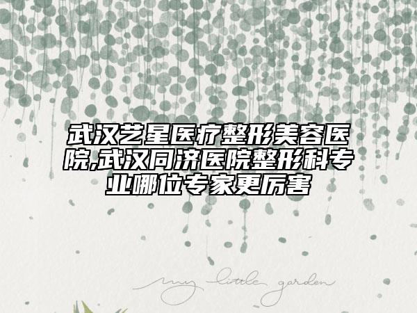 武汉艺星医疗整形美容医院,武汉同济医院整形科专业哪位专家更厉害