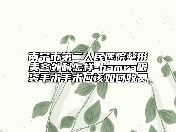 南宁市第二人民医院整形美容外科怎样-hamra眼袋手术手术应该如何收费