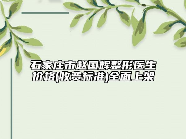 石家庄市赵国辉整形医生价格(收费标准)全面上架