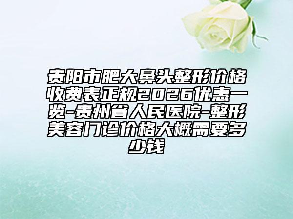 贵阳市肥大鼻头整形价格收费表正规2026优惠一览-贵州省人民医院-整形美容门诊价格大概需要多少钱