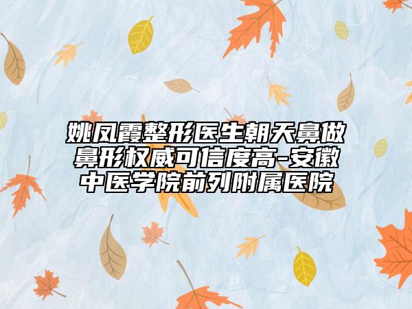 姚凤霞整形医生朝天鼻做鼻形权威可信度高-安徽中医学院前列附属医院