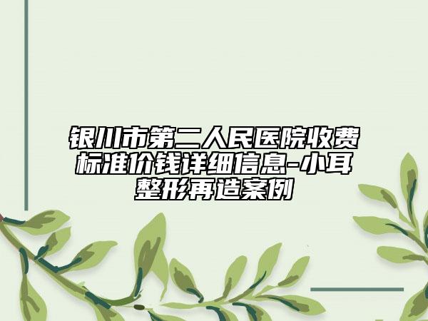 银川市第二人民医院收费标准价钱详细信息-小耳整形再造案例
