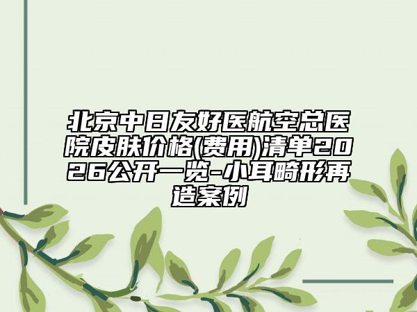 北京中日友好医航空总医院皮肤价格(费用)清单2026公开一览-小耳畸形再造案例