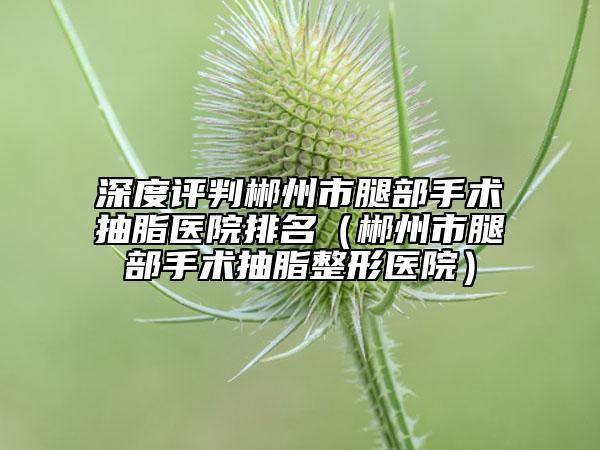 深度评判郴州市腿部手术抽脂医院排名（郴州市腿部手术抽脂整形医院）