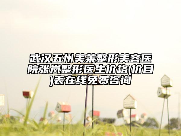 武汉五州美莱整形美容医院张岚整形医生价格(价目)表在线免费咨询