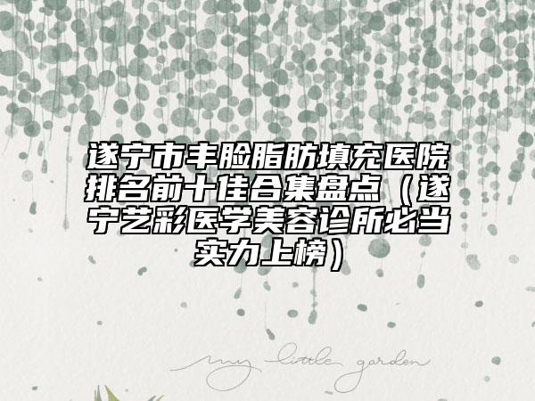 遂宁市丰脸脂肪填充医院排名前十佳合集盘点（遂宁艺彩医学美容诊所必当实力上榜）
