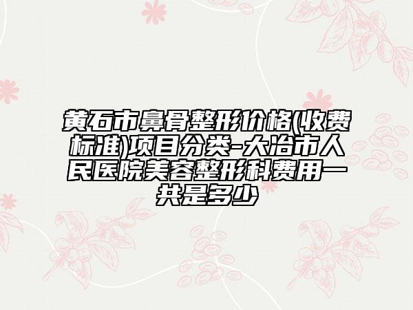 黄石市鼻骨整形价格(收费标准)项目分类-大冶市人民医院美容整形科费用一共是多少