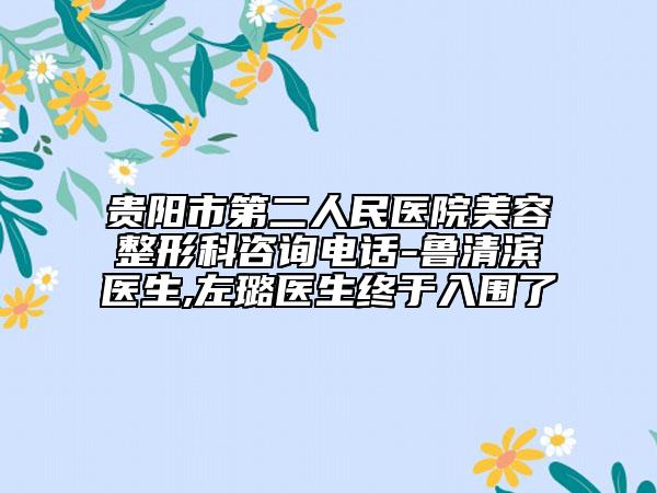 贵阳市第二人民医院美容整形科咨询电话-鲁清滨医生,左璐医生终于入围了