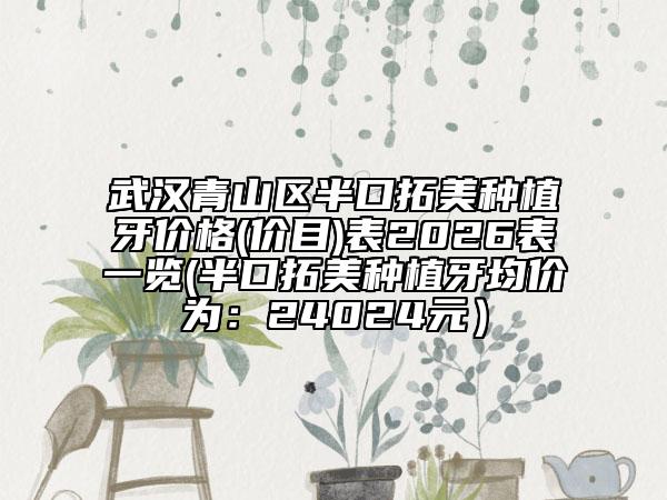武汉青山区半口拓美种植牙价格(价目)表2026表一览(半口拓美种植牙均价为：24024元）