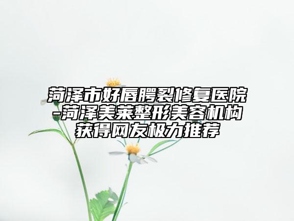 菏泽市好唇腭裂修复医院-菏泽美莱整形美容机构获得网友极力推荐