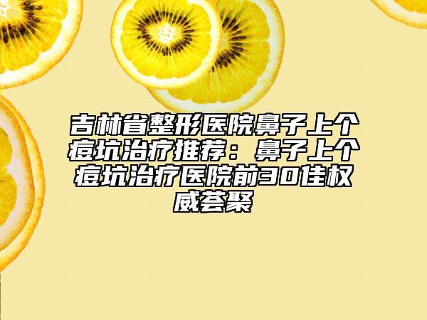 吉林省整形医院鼻子上个痘坑治疗推荐：鼻子上个痘坑治疗医院前30佳权威荟聚