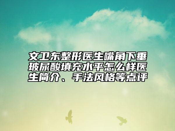 文卫东整形医生嘴角下垂玻尿酸填充水平怎么样医生简介、手法风格等点评
