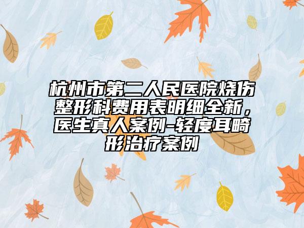 杭州市第二人民医院烧伤整形科费用表明细全新，医生真人案例-轻度耳畸形治疗案例