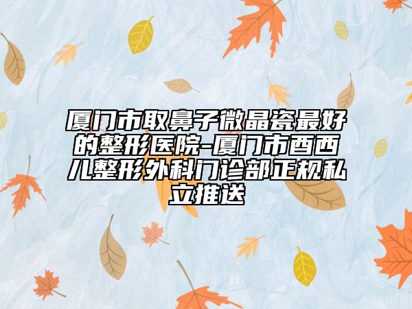 厦门市取鼻子微晶瓷最好的整形医院-厦门市酉西儿整形外科门诊部正规私立推送