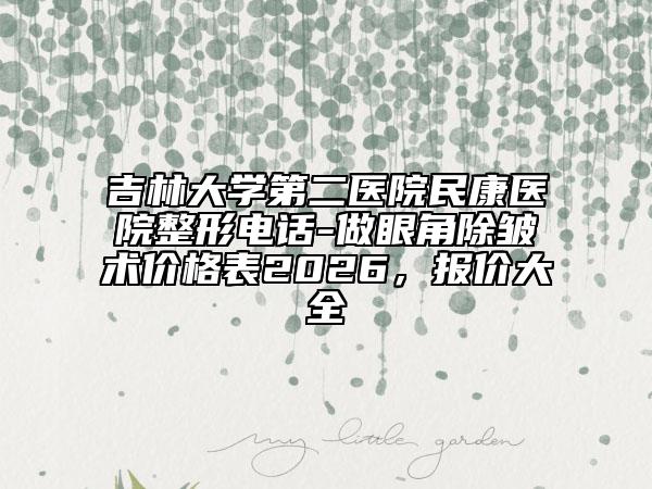 吉林大学第二医院民康医院整形电话-做眼角除皱术价格表2026，报价大全