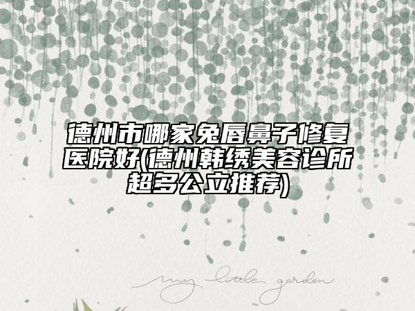 德州市哪家兔唇鼻子修复医院好(德州韩绣美容诊所超多公立推荐)