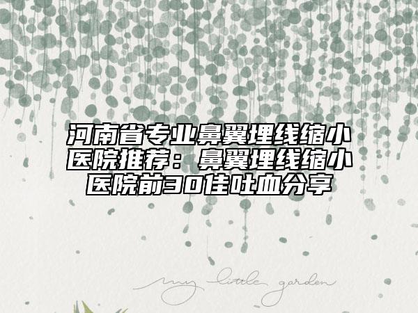河南省专业鼻翼埋线缩小医院推荐：鼻翼埋线缩小医院前30佳吐血分享