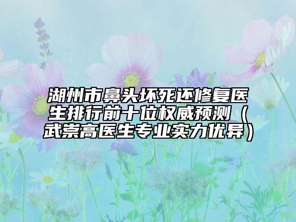 湖州市鼻头坏死还修复医生排行前十位权威预测（武崇高医生专业实力优异）