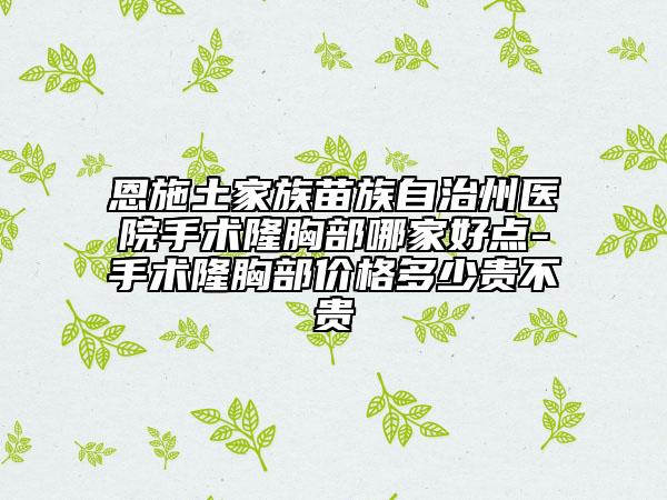恩施土家族苗族自治州医院手术隆胸部哪家好点-手术隆胸部价格多少贵不贵