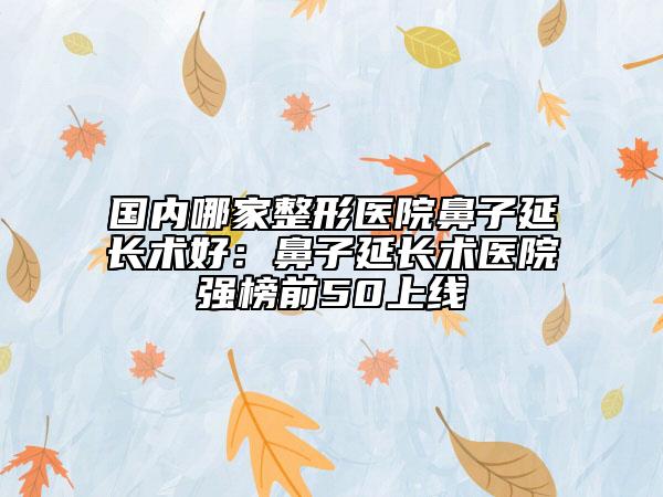 国内哪家整形医院鼻子延长术好：鼻子延长术医院强榜前50上线