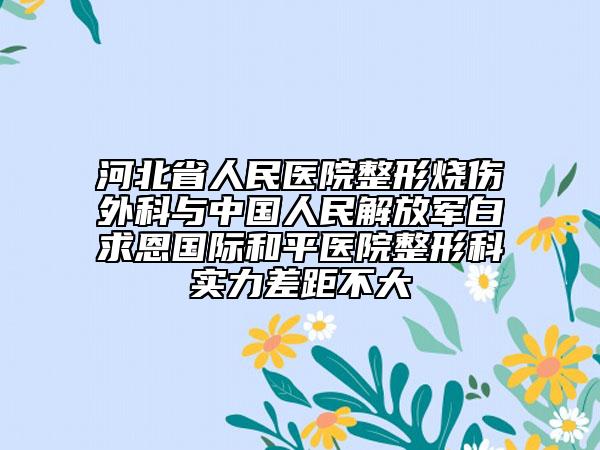 河北省人民医院整形烧伤外科与中国人民解放军白求恩国际和平医院整形科实力差距不大