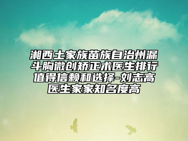 湘西土家族苗族自治州漏斗胸微创矫正术医生排行值得信赖和选择-刘志高医生家家知名度高