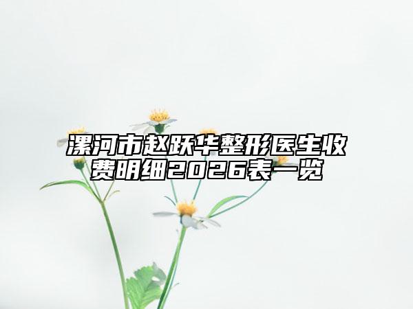 漯河市赵跃华整形医生收费明细2026表一览