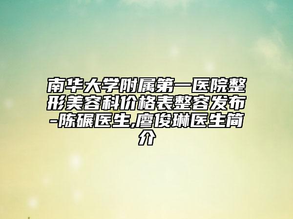 南华大学附属第一医院整形美容科价格表整容发布-陈碾医生,廖俊琳医生简介