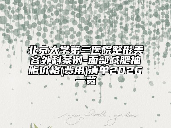 北京大学第三医院整形美容外科案例-面部减肥抽脂价格(费用)清单2026一览