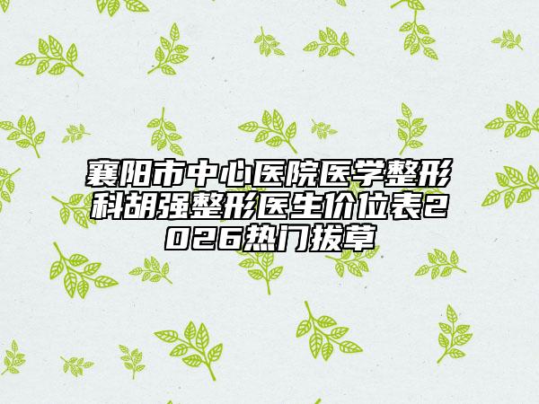 襄阳市中心医院医学整形科胡强整形医生价位表2026热门拔草