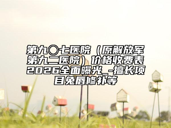 第九〇七医院（原解放军第九二医院）价格收费表2026全面曝光_-擅长项目兔唇修补等