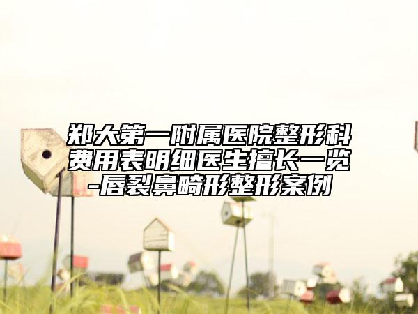 郑大第一附属医院整形科费用表明细医生擅长一览-唇裂鼻畸形整形案例