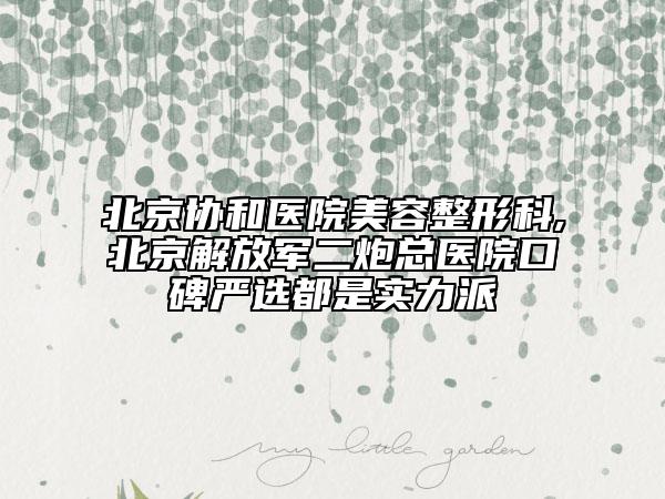 北京协和医院美容整形科,北京解放军二炮总医院口碑严选都是实力派