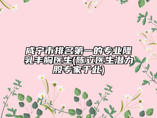 咸宁市排名第一的专业隆乳丰胸医生(陈立医生潜力股专家于此)