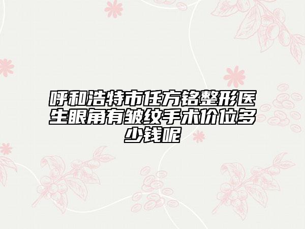 呼和浩特市任方铭整形医生眼角有皱纹手术价位多少钱呢