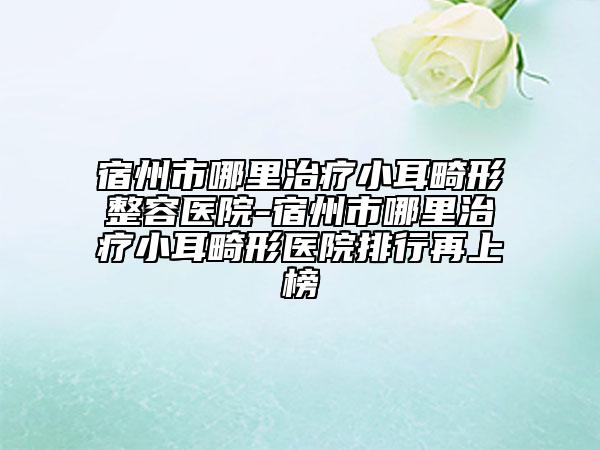 宿州市哪里治疗小耳畸形整容医院-宿州市哪里治疗小耳畸形医院排行再上榜