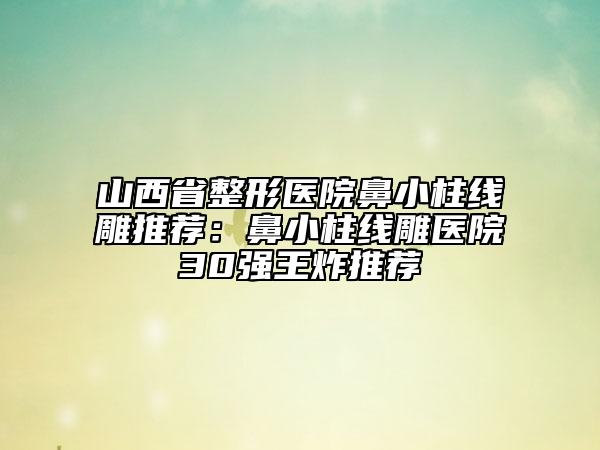 山西省整形医院鼻小柱线雕推荐：鼻小柱线雕医院30强王炸推荐