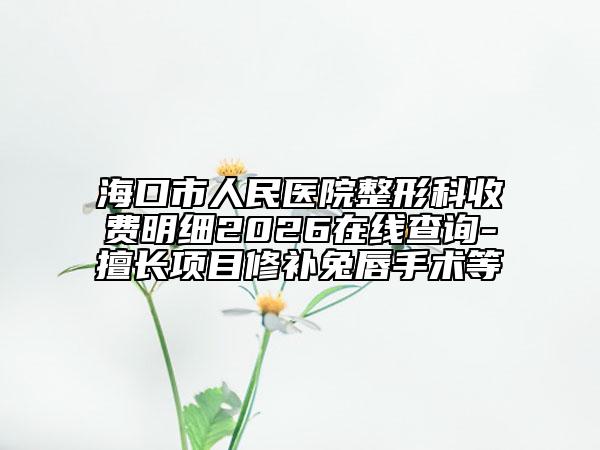 海口市人民医院整形科收费明细2026在线查询-擅长项目修补兔唇手术等