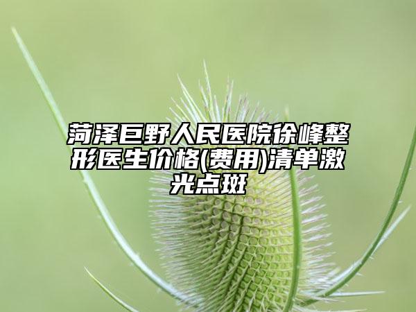 菏泽巨野人民医院徐峰整形医生价格(费用)清单激光点斑