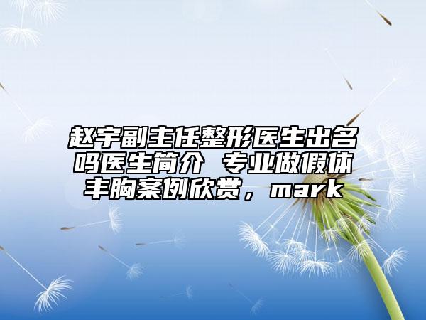 赵宇副主任整形医生出名吗医生简介 专业做假体丰胸案例欣赏，mark