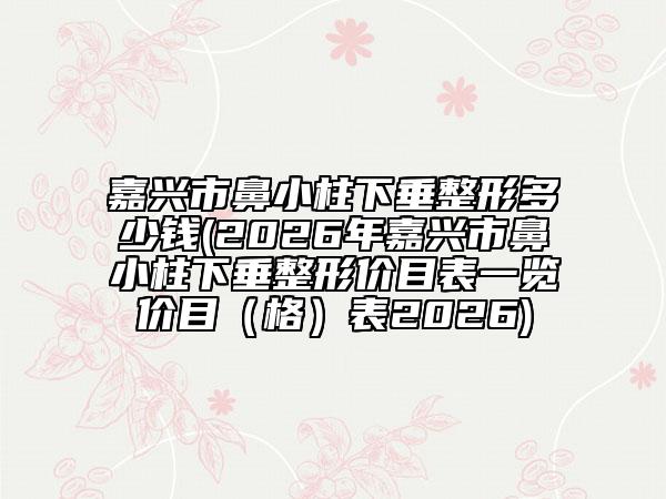 嘉兴市鼻小柱下垂整形多少钱(2026年嘉兴市鼻小柱下垂整形价目表一览价目（格）表2026)