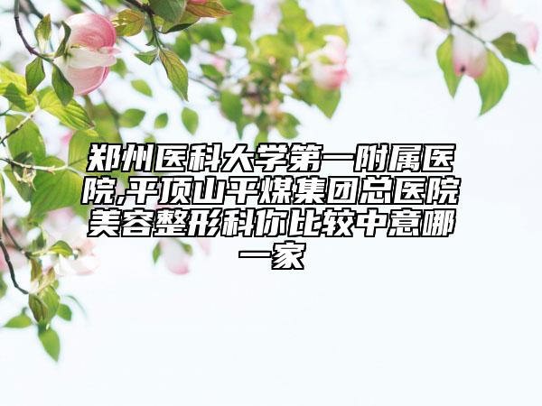 郑州医科大学第一附属医院,平顶山平煤集团总医院美容整形科你比较中意哪一家